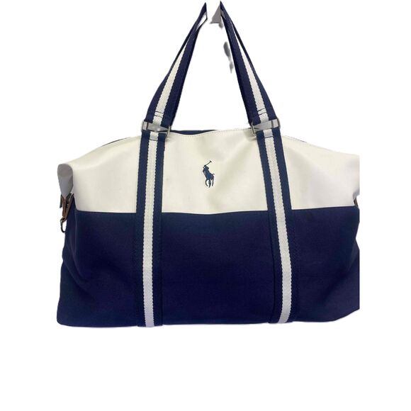 Ralph Lauren Other - Ralph Lauren Blue Canvas White Overnight Duffle Bag Weekender Logo 20"x11"x7"